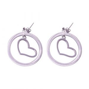 Hoop Earring For Girls and Women Circle with Dangle Heart