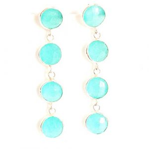 Green Chalcedony Stone Quadruplet Drop Earring