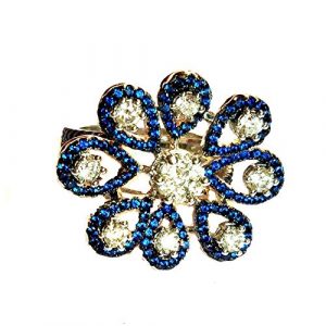 Floral designed Sapphire Blue Stone Ring