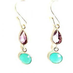 Green Chalcedony Double Step Drop Earring
