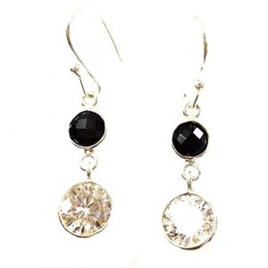 Black Onyx and White Zirconia Drop Earring