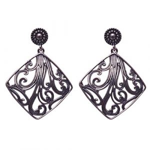 Filigree Diamond Shaped Scroll work Drop & Dangle Earring