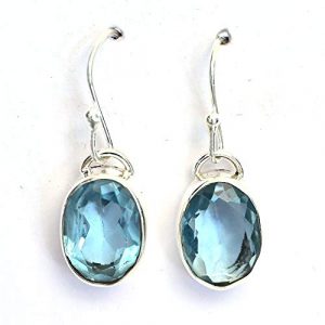 Blue Topaz Stone Single Step Drop Earring