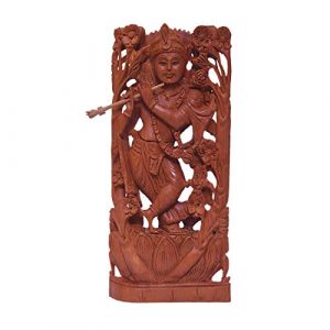 Lord Krishna with Tree Statue - Sandalwood