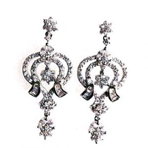 Zirconia Stone Trishool shaped Dangle Earring