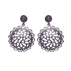 Filigree Circled Floral Design Drops & Danglers Earring