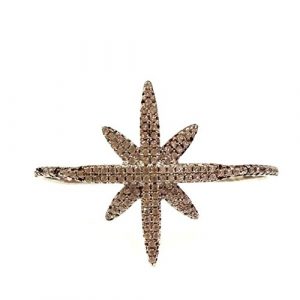 Cubic Zircon White Stone Sparkling Star Double Ring