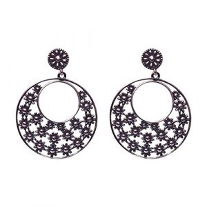 Filigree Sparkling Star Design Circle Drops & Danglers Earring