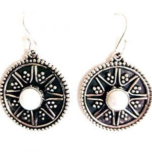 White Pearl Centered Vintage Style Dangle Earring