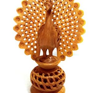 Wooden Undercut Peacock Dancing Big Size NW 3336-47 (Height 15 cm)