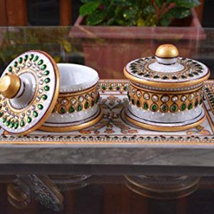 Marble Tray with Two Boxes and Lid Painting