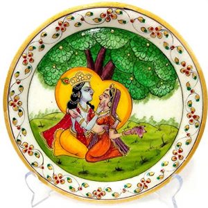 Marble Thali (Plate) Golden Painting