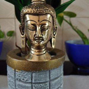 Brass Buddha Statue for Home Decor of Buddhism Buddha Idol for Home Decor Showpiece Buddha Figurine Brass Decor as Gift Brass Handicraft  (Height -8.5 cm)