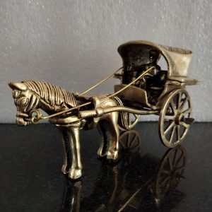 Brass Horse Statue for Home Decor Horse Cart with Horse and Man Riding Horse Brass Decor