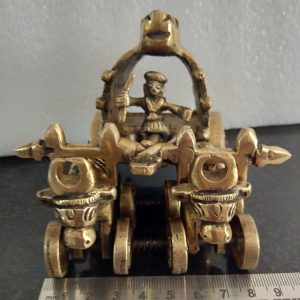 Brass Bullock Cart Statue for Home Decor Animal Bullock Idol with Man Toy for Children Showpiece Animal Figurine Brass Decor Kids Gift Brass Handicraft  (LxWxH -12X8X9cm)