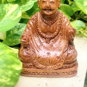 Pure Mysore Sandalwood Laughing Buddha Statue for Decor Feng Shui Vasthu Good Luck Showpiece Happy Buddha Antique Figurine Vintage Idol Kubera SWSH 36