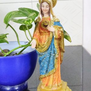 Imported Poly Marble Sacred Heart Mary Statues for home decor Christian Religious Idol for Table decor Catholic GOD Figurine For home altar Showpieces (Height 8.5")