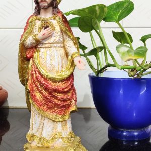 Imported Poly Marble Sacred Heart Jesus Statues for home decor Christian Religious Idol for Table decor Catholic GOD Figurine For home altar Showpieces (Height 8.5")