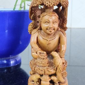 Pure Mysuru Sandalwood vintage decor Shri krishna murti laddu Gopal krishna idol and figurine of antique showpiece Krishna statue for home decor (Height 5 Inch, Weight 120 g)