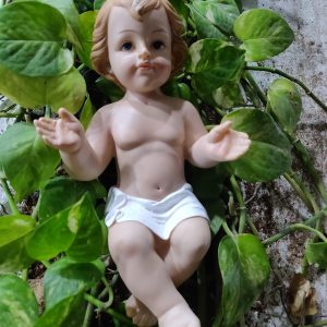 Poly Marble/ Polyresin Statue of Baby Jesus Statue Santo nino for Christmas Decor Cribset Infant Jesus Idol for Christmas Gift White Color