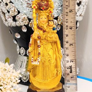 Polyresin Statue Our Lady of Health Annai Velankanni Mary Statue for Table Showpiece Decor Arogya Matha Gift Yellow