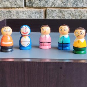 Wooden Peg Dolls for Toddlers Miniature Handmade Toys Children Room Decor showpiece Gift on Birthday [5 Pieces Set]