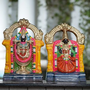 Paper Mache Golu Dolls Handmade Perumal Padmavati thayar Set Showpiece for Home Decor Navratri golu Bommai Set Height 40 cm