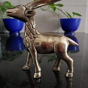 Breeze Handicrafts Brass Deer Statue for Home Decor Animal Idol for Home Decor Showpiece Animal Figurine Brass Decor Kids Gift Brass Handicraft BR 9006 (Height -10 cm)