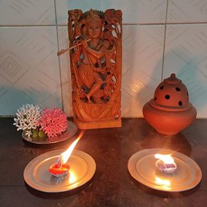 Breeze Handicrafts Pure sandalwood hindu god Krishna Statue for home decor big size Lord krishna murti showpiece Idol for home decor deity God Krishna Figurine for puja room decor SW 18 GS (20.32 x 11 x 2.5 cm)