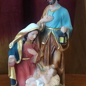 Breeze Handicrafts Poly Resin Crib Set/Nativity Set Holy Family Baby Jesus Statue Mother Mary Statue Nativity Scene Christmas Decoration 3 Pieces Kudil Set