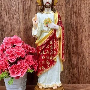 Breeze Handicrafts Fiber/Resin Statuary Catholic Christian Showpiece Gift Big Size Sculpture for Home Altar Decorative Figurines (Sacred Heart 15 inches)