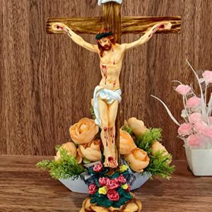 Breeze Handicrafts Fiber Crucifixion Christ Jesus Statue on Cross Christian Gift Jesus Idol for Home altar Showpiece Jesus Murti 16 inches (16 inch crucifixion)