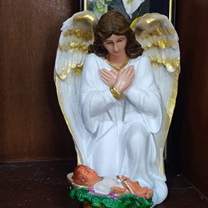 Breeze Handicrafts Poly Resin Statue of Guardian Angel Statue for Home Altar Christian Religious Decoration Showpiece for Home Grotto