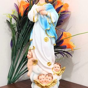 Breeze Handicrafts Polyresin Assumption Mary Statue for Home Altar Christian Gift Statue of Mother Mary Matha Figurine Showpiece PRST 09
