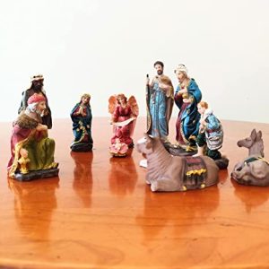Breeze Handicrafts Poly Marble Imported Christmas Crib Set Statues Nativity Set for Christmas Decoration Xmas Gift 5 inch Crib Set Statues Set