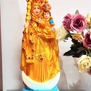 Breeze Handicrafts Fiber Statue Christian Gift Our Lady of Health Velankanni Statue of Our Mother Mary Statue Showpiece Decor Size 12 inches Yellow FCST 08