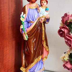 Breeze Handicrafts Fiber Statue Saint Joseph Statue Showpiece Decor Statue Joseph with Child Jesus Statue Big Size Multicolor FCST 10