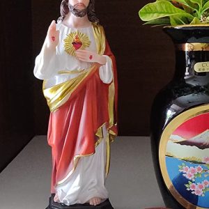 Breeze Handicrafts Polyresin Statue Sacred Heart Jesus Showpiece murti Sacred Heart Jesus Statue for Home Decor
