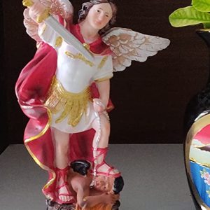 Breeze Handicrafts Poly Resin Statue St. Michael Angel Statue Showpiece Archangel Holy Figurine Saint Michael for Home Decor 8 inches Height PRST 25