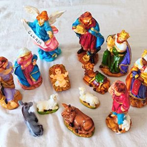 Breeze Handicrafts Fiber Crib Set/Nativity Set Baby Jesus Statue Mother Mary Statue Nativity Scene Christmas Decoration Kudil Set 6 inch