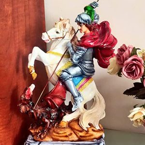 Breeze Handicrafts St. George Statue Christian Showpiece Catholic Gift Saints Statue for Home Decor Multicolor [1] FCST 04