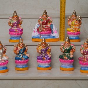 Paper Mache Ashtalaxmi Set of Golu Dolls for Bommala koluvu on Navratri Kolu Padi Gift on Diwali (7.5 inch Ashtalaxmi Set)