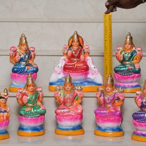 Paper Mache Ashtalaxmi Set of Golu Dolls for Bommala koluvu on Navratri Kolu Padi Gift on Diwali (9 inch Ashtalaxmi Set)