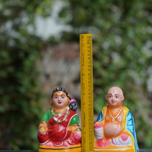 Paper Mache Doll Couple Statue for Bommalu Koluvu Home Decor and Showpiece Idol Navratri Gift for Women (Chettiyar achi thatha)