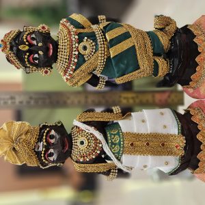 Wooden Dolls marapachi bommai Mama Mami Couple Statue Pair Figurines showpiece with Dress Decoration
