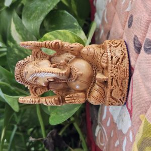 Sandalwood Ganesha Idol, Small Size, Natural Finish, for Car Dashboard and Puja Room ganpati Bappa Ganesh Statue 3 INCH
